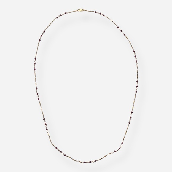 Sundance Catalog Garnet Trios Necklace Gold 14kt Gold Filled 26.5" Red Pink - Picture 3 of 7